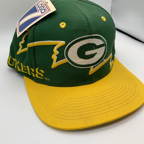 RARE VTG Logo7 90s Green Bay Packers Lightning Bolt Graffiti Snapback WITH TAGS! - Picture 5 of 16